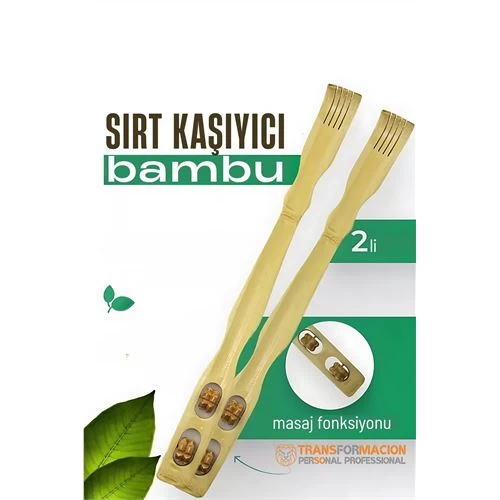 Modacar Masajlı Sırt Kaşıma Aparatı - Bambu Sırt Kaşıyıcı 2 Li Set