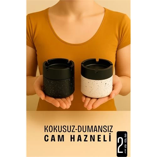 Cam Küllük - Desenli 2 Li Küllük Seti  Kafe Küllüğü Restoran Küllüğü Masaüstü Küllük