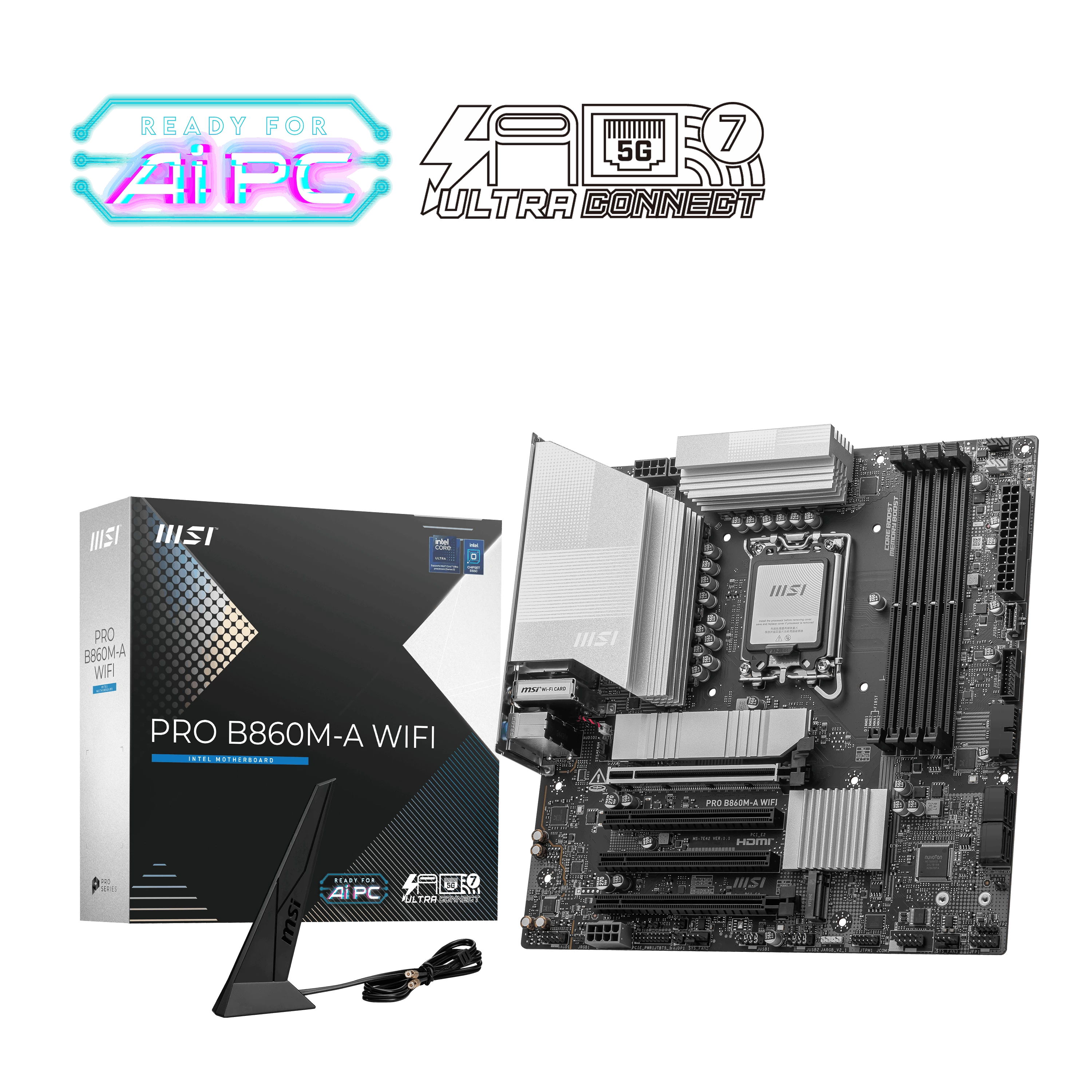 Msi Mb Pro B860m-a Wifi Soket 1851 Ddr5 8600mhz(oc) 3xm.2 1x Tb4 Hdmi Display 5g Lan Wifi 7 Matx