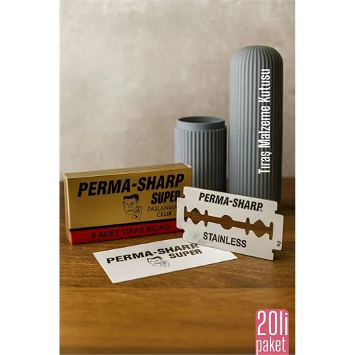 Permasharp 10 Adet Tıraş Jileti Tıraş + Tıraş Malzeme Kutusu Set 