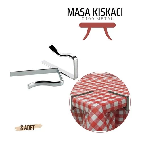 Modacar Masa Örtüsü Klipsi - Metal Masa Kelepçesi Masa Örtüsü Sabitleyici  8 Adet