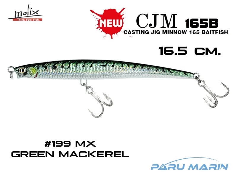 Molix Casting Jig Minnow 165  - 16.5 Cm. Sahte Balık, #199 Mx Green Mackerel