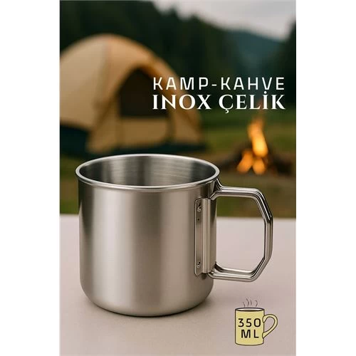 Modacar Inox Çelik Kamp Kupası - Inox Kamp Bardağı Profesyonel Inox Çelik 350 Ml