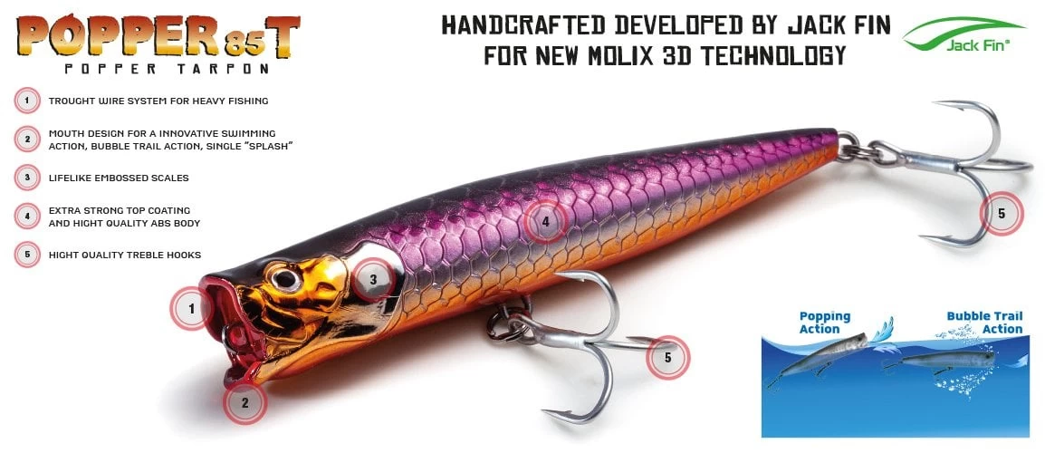 Molix Popper 85t 8.5 Cm. Sahte Balık, #182 Tarpon