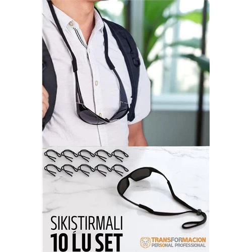 Modacar Gözlük İpi Ayarlanabilir Sıkıştırmalı Gözlük İpi 10 Lu Set
