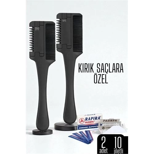 Modacar Saç İnceltme Ve Şekillendirme Tarağı Çift Fonksiyonlu Saç Kırığı İçin Saç İncelten Jiletli Tarak